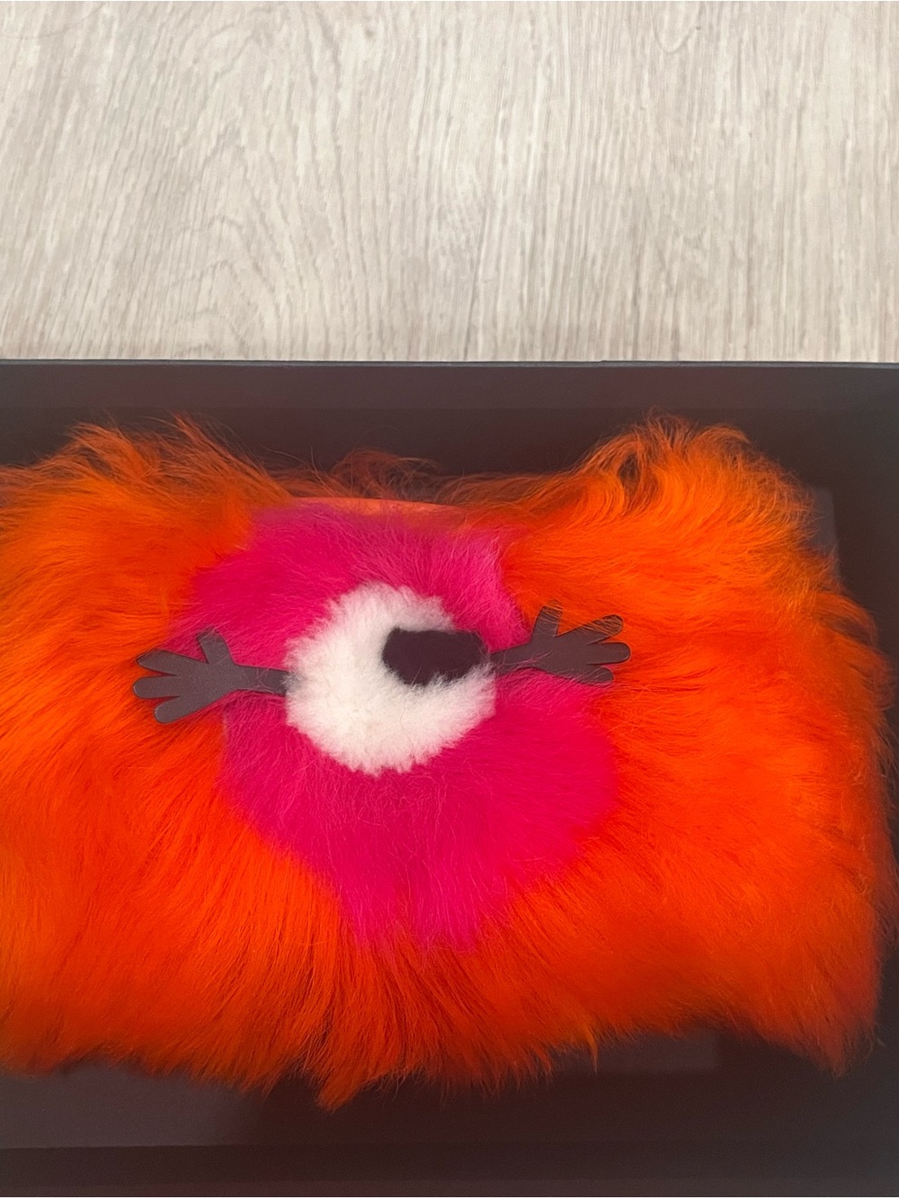 Faux Fur Orange and Pink Statement Clutch